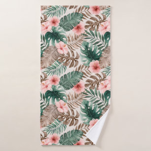Modern Boho Waterverf Tropische Floral Badhanddoek