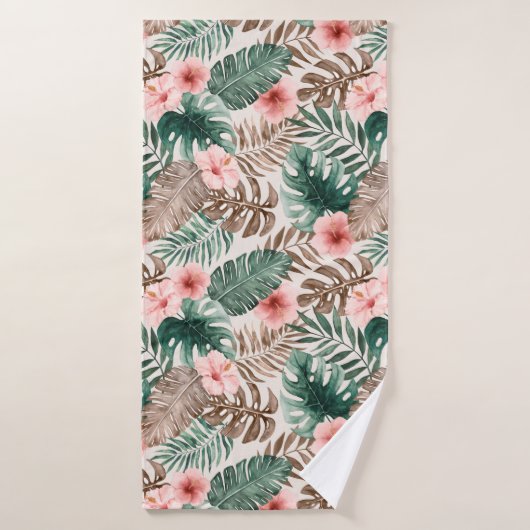 Modern Boho Waterverf Tropische Floral Badhanddoek (Badhanddoek)
