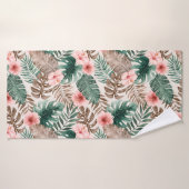 Modern Boho Waterverf Tropische Floral Badhanddoek (Badhanddoek)