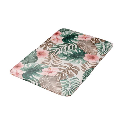 Modern Boho Waterverf Tropische Floral Badmat (Gekanteld)