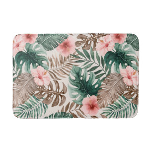Modern Boho Waterverf Tropische Floral Badmat