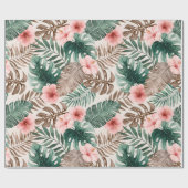 Modern Boho Waterverf Tropische Floral Cadeaupapier (Vlak)