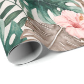 Modern Boho Waterverf Tropische Floral Cadeaupapier (Rol Hoek)