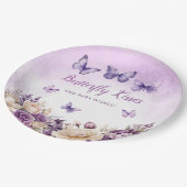 Modern Boho Waterverf Vlinder Meisje Baby shower Papieren Bordje (Gekanteld)