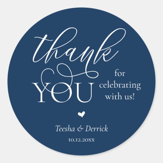 Modern Boho Wedding Cute Heart Thank You Gifts Ronde Sticker (Voorkant)