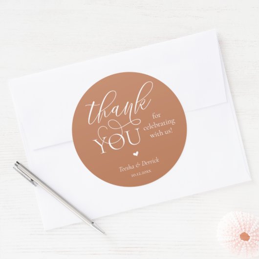 Modern Boho Wedding Cute Heart Thank You Gifts  Ronde Sticker (Envelop)
