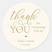 Modern Boho Wedding Cute Heart Thank You Gifts  Ronde Sticker (Voorkant)