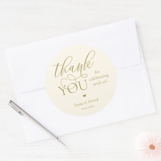 Modern Boho Wedding Cute Heart Thank You Gifts  Ronde Sticker (Envelop)