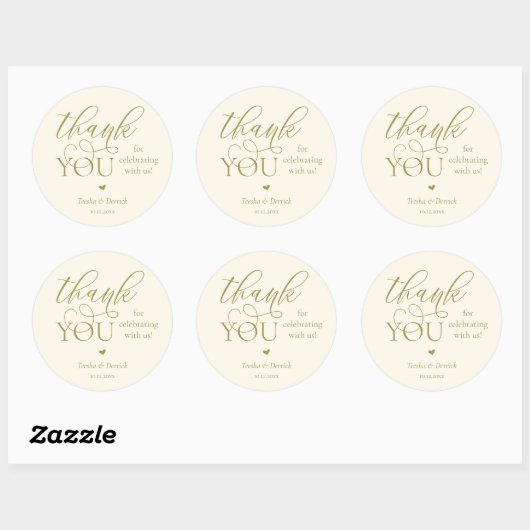 Modern Boho Wedding Cute Heart Thank You Gifts  Ronde Sticker (Vel)