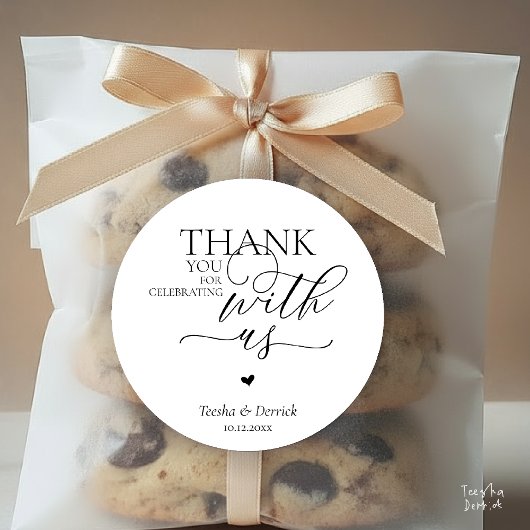 Modern Boho Wedding Cute Heart Thank You Gifts Ronde Sticker