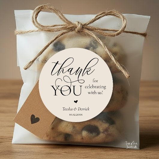 Modern Boho Wedding Cute Heart Thank You Gifts  Ronde Sticker