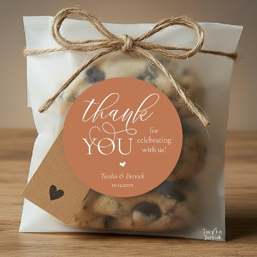 Modern Boho Wedding Cute Heart Thank You Gifts  Ronde Sticker