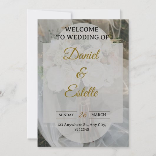 Modern Boho Wedding Invitation | Elegant Beige Flo Kaart (Voorkant)