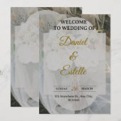 Modern Boho Wedding Invitation | Elegant Beige Flo Kaart (Voorkant / Achterkant)