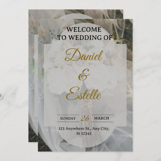 Modern Boho Wedding Invitation | Elegant Beige Flo Kaart (Voorkant / Achterkant)