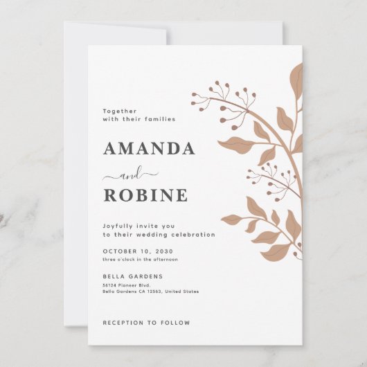 Modern Boho Wedding Invitation Kaart (Voorkant)