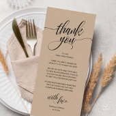 Modern Boho Wedding Reception Thank You Card Programmakaart
