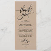 Modern Boho Wedding Reception Thank You Card Programmakaart (Voorkant)