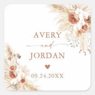 Modern Boho Wedding Stickers   Pampas Grass