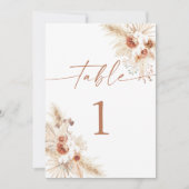 Modern Boho Wedding Table Numbers | Pampas Grass Aankondiging (Voorkant)