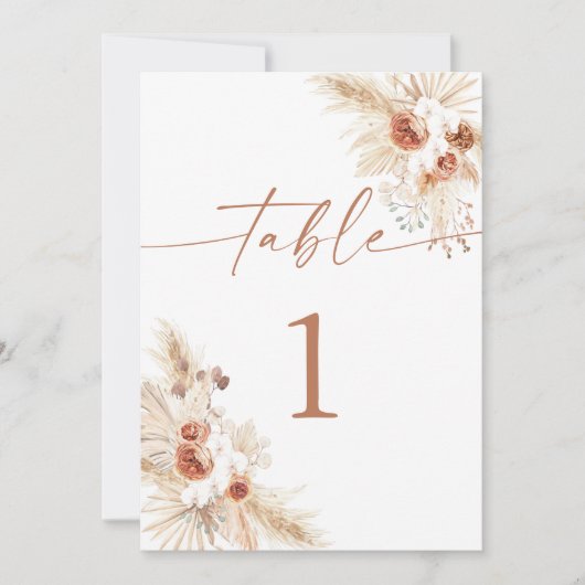Modern Boho Wedding Table Numbers | Pampas Grass Aankondiging (Voorkant)