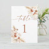 Modern Boho Wedding Table Numbers | Pampas Grass Aankondiging (Staand voorkant)
