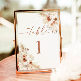 Modern Boho Wedding Table Numbers | Pampas Grass Aankondiging