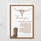 Modern Boho Western Cowboy Bruiloft Dank u kaart (Achterkant)