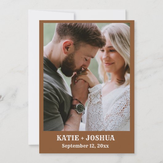 Modern Boho Western Cowboy Bruiloft Save the date Kaart (Voorkant)