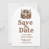Modern Boho Western Cowboy Bruiloft Save the date Kaart (Voorkant)