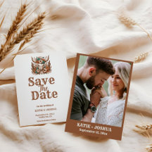 Modern Boho Western Cowboy Bruiloft Save the date