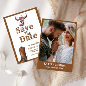 Modern Boho Western Cowboy Bruiloft Save the date Kaart