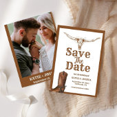 Modern Boho Western Cowboy Bruiloft Save the date Kaart