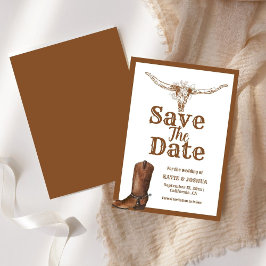 Modern Boho Western Cowboy Bruiloft Save the date Kaart