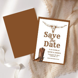 Modern Boho Western Cowboy Bruiloft Save the date Kaart