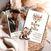 Modern Boho Western Cowboy Bruiloft Save the date Kaart