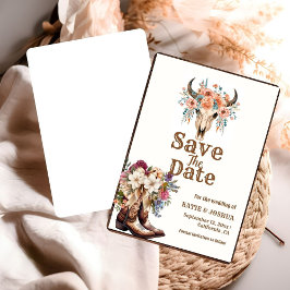Modern Boho Western Cowboy Bruiloft Save the date Kaart