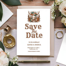 Modern Boho Western Cowboy Bruiloft Save the date
