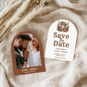 Modern Boho Western Cowboy Bruiloft Save the date Kaart