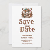 Modern Boho Western Cowboy Bruiloft Save the date Kaart (Voorkant)
