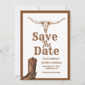 Modern Boho Western Cowboy Bruiloft Save the date Kaart (Voorkant)