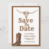 Modern Boho Western Cowboy Bruiloft Save the date Kaart (Voorkant)