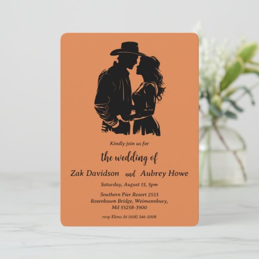 Modern boho western wedding invitations kaart (Staand voorkant)