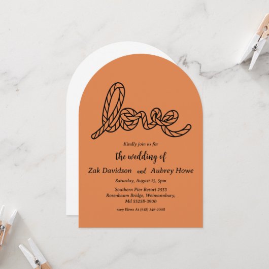 Modern boho western wedding invitations kaart (Voorkant / Achterkant in situ)