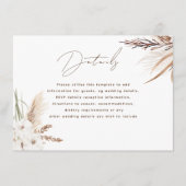 Modern Boho White Floral Fall Wedding Details Informatiekaartje (Voorkant)