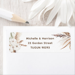 Modern Boho White Floral Return Address Wedding Etiket