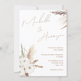 Modern Boho White Floral Spring Wedding Kaart