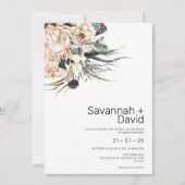 Modern Boho White Protea Pampas Grass Wedding Kaart (Voorkant)