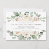 Modern Boho White Rose Floral Wedding Kaart (Voorkant)