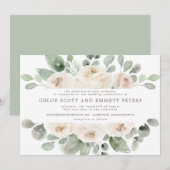 Modern Boho White Rose Floral Wedding Kaart (Voorkant / Achterkant)